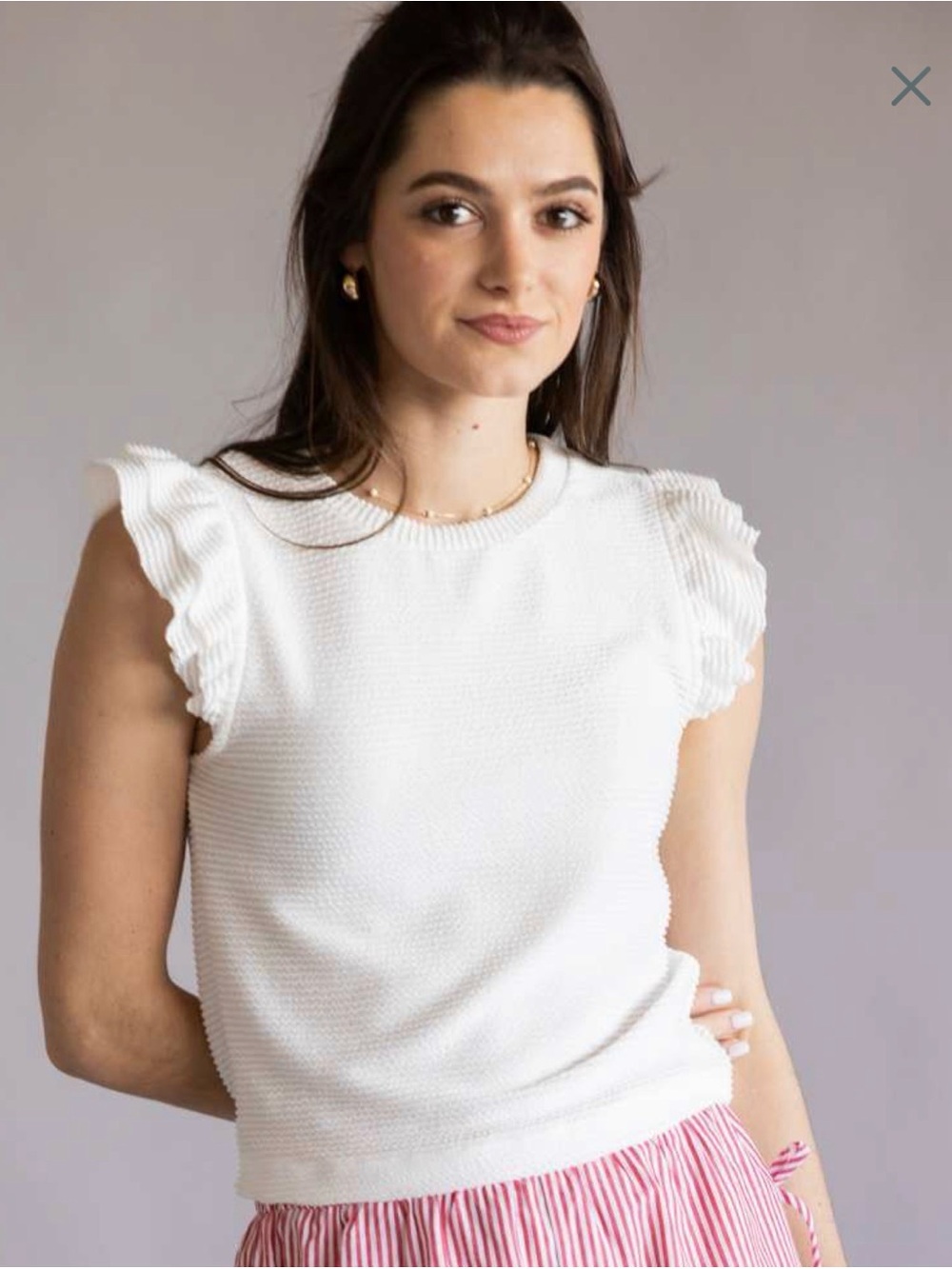 Moa Moa flutter sleeve top size large off white